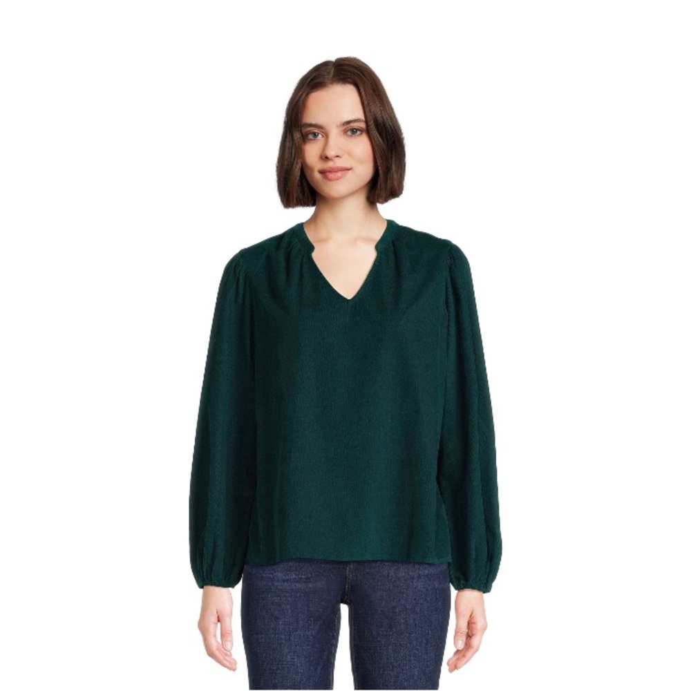 Time and Tru corduroy green long sleeve shirt size Large